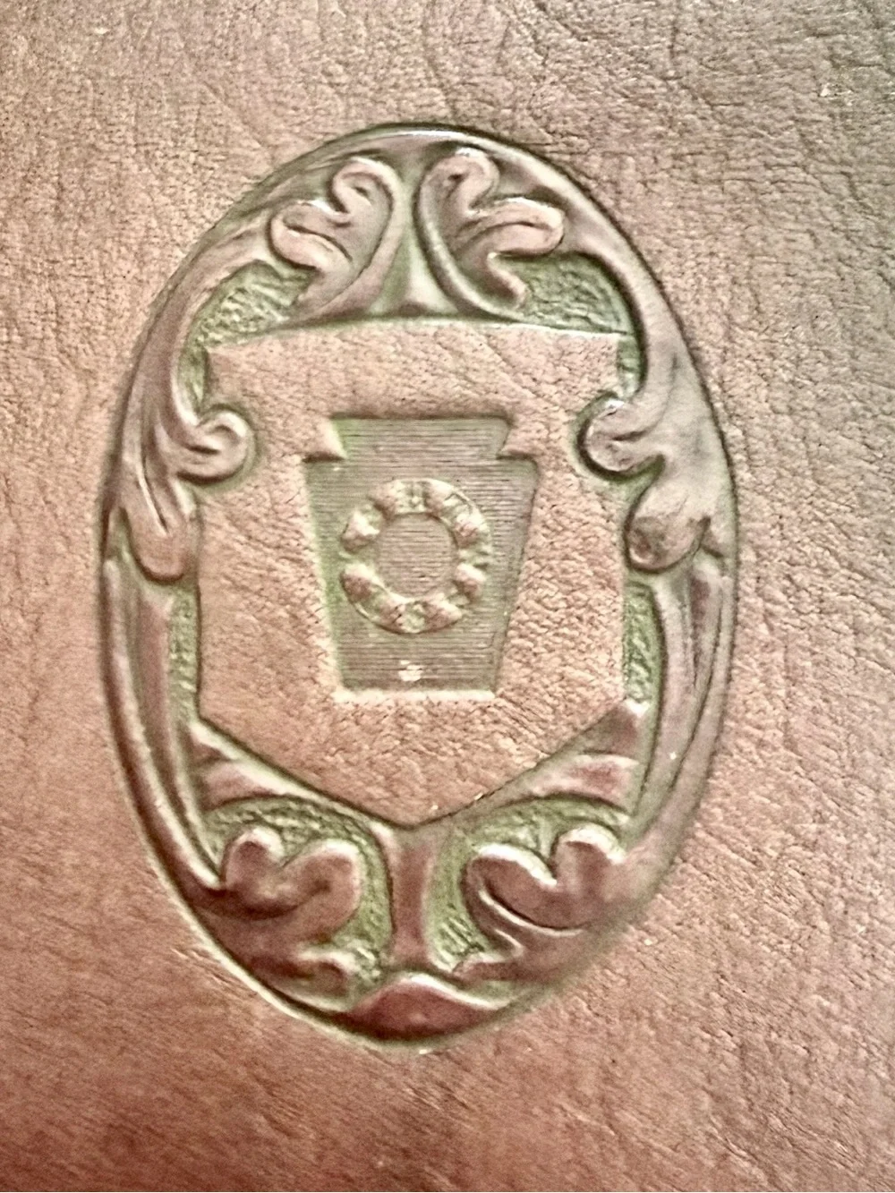 Vintage Handcrafted Brown Leather Bi-Fold Wallet Tooled Western Shield Design